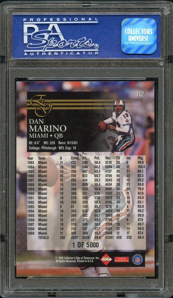2000 Collector's Edge FB Card #112 Dan Marino Miami Dolphins HOF PSA GEM MINT 10 (MGD2)