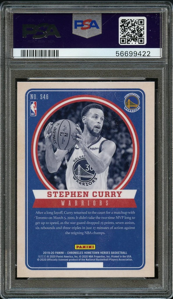 2019 Panini Chronicles BkB Card #546 Steph Curry HOMETOWN HEROES PSA MINT 9 (MGD2)