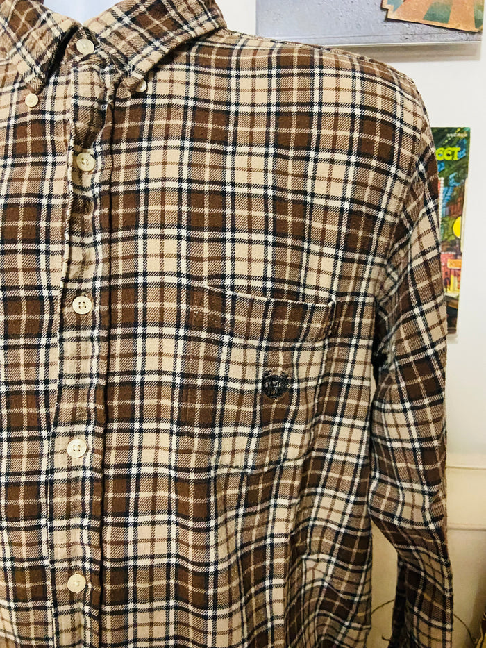 Vintage Chaps Brown Plaid Flannel Shirt, Size XL - Deer Creek Mercantile