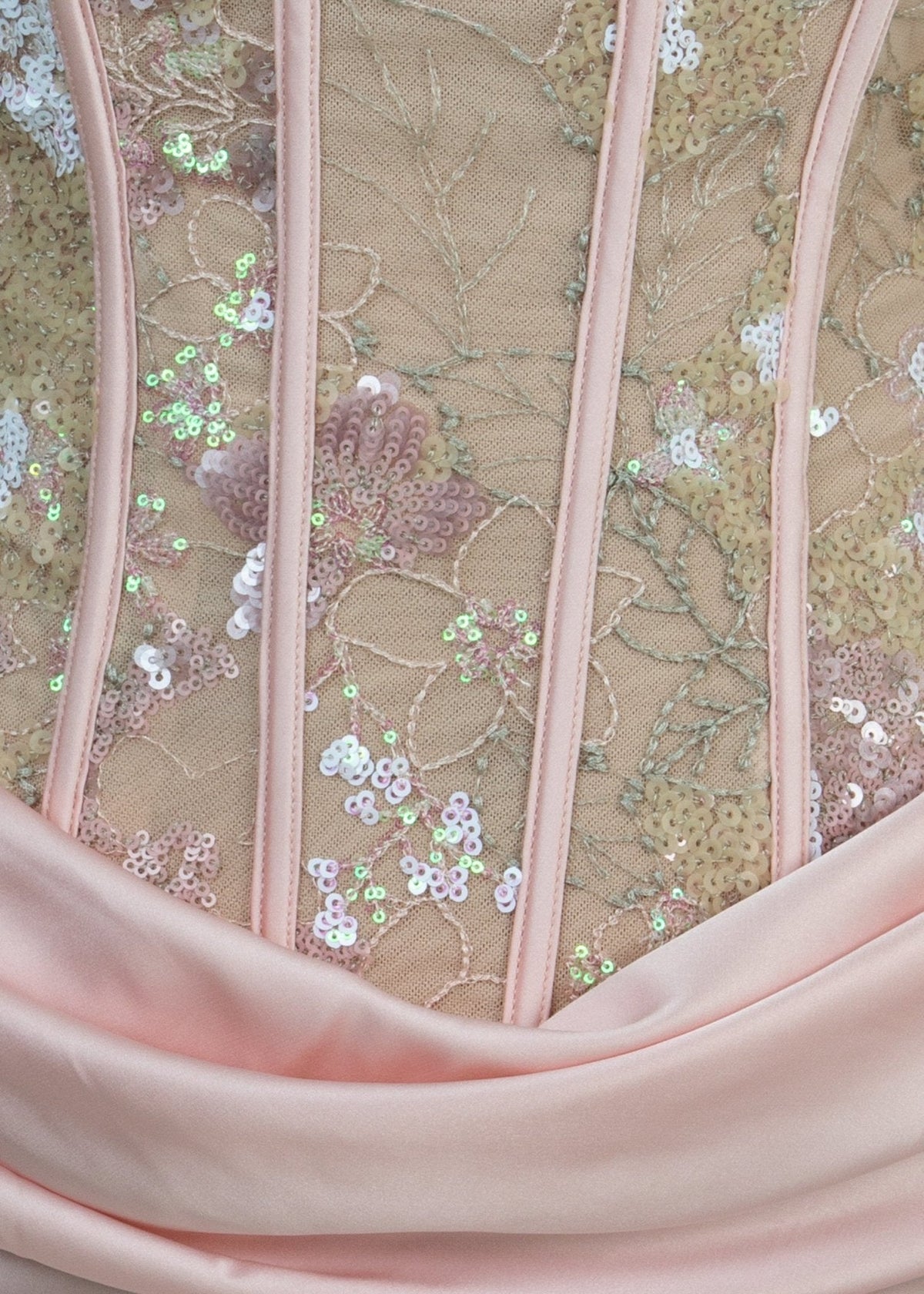 Love Blossoms Embellished Corset Gown - Pink