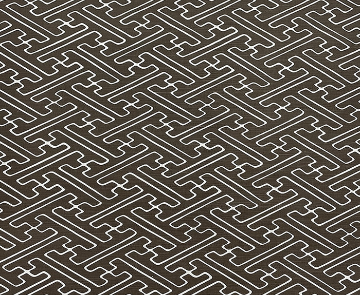 Alan Campbell Fabric: Saya Gata - Custom Brown on Tinted Belgian Linen / Cotton