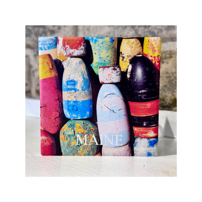 Buoys Aligned Ogunquit Ceramic Coaster