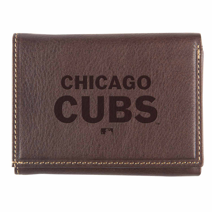 Chicago Cubs Brown Contrast Stitch Tri Fold Wallet