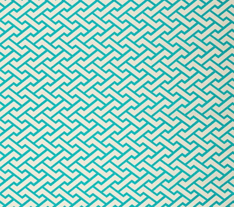 China Seas Fabric: Aga - Custom Turquoise on Tinted 100% Linen