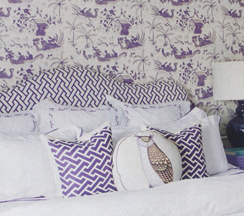 China Seas Fabric: Aga Reverse - Custom Purple on White Suncloth