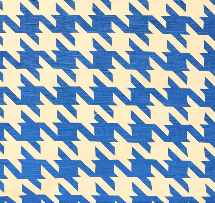 China Seas Fabric: Ames Houndstooth - Custom Royal Blue on Tinted Linen / Cotton
