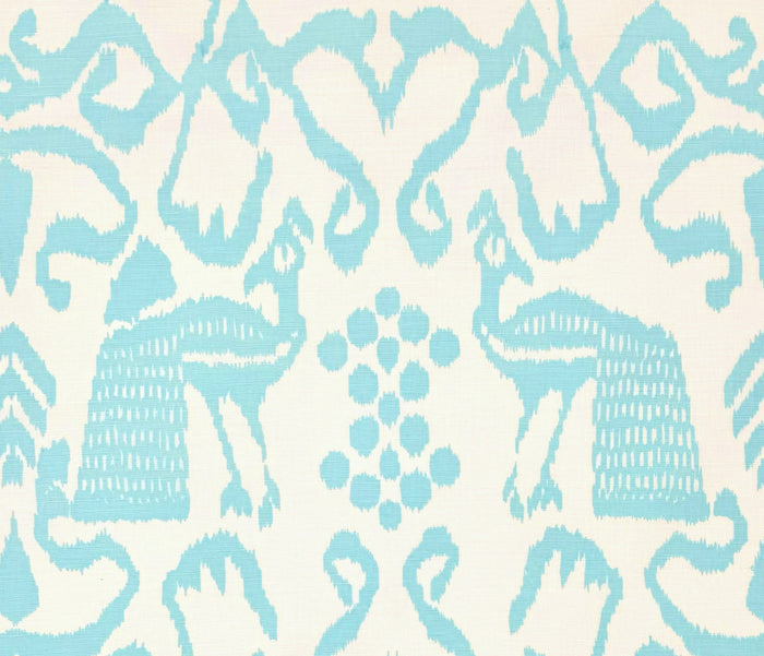 China Seas Fabric: Bali Isle - Custom Aqua on Light-Tint Belgian Linen / Cotton