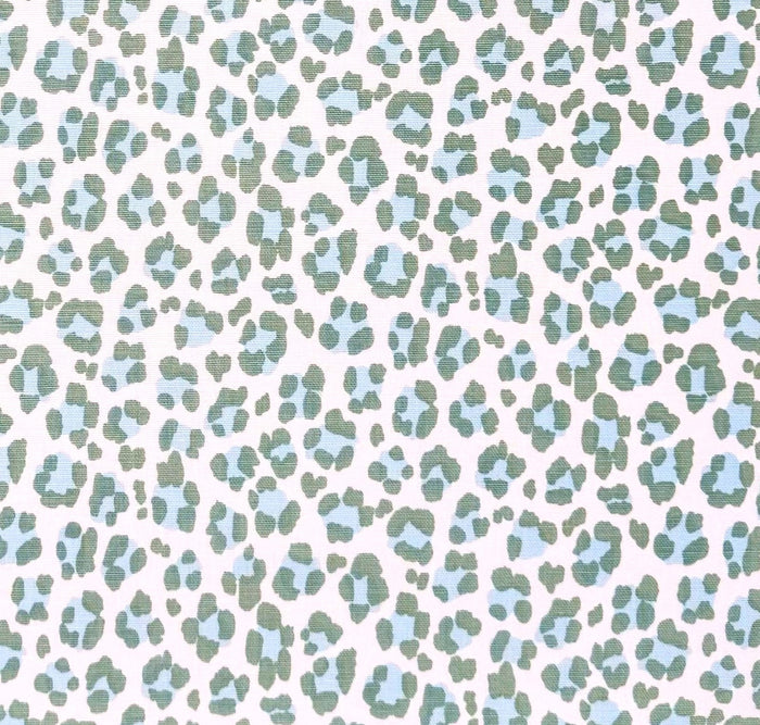 China Seas Fabric: Conga Line - Custom Pale Aquas on White Belgian Linen / Cotton