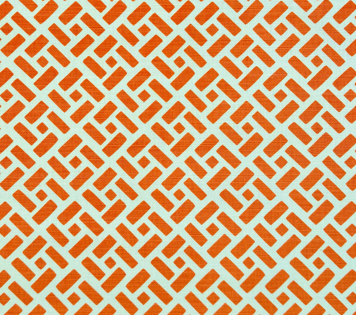 China Seas Fabric: Edo - Custom Orange on Tinted Belgian Linen / Cotton