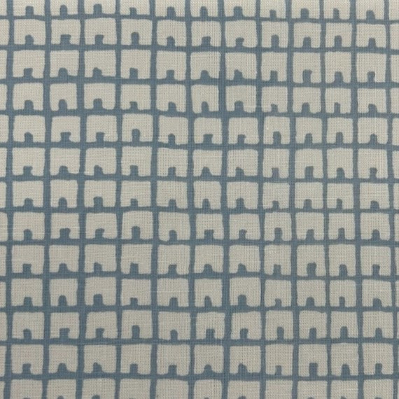 China Seas Fabric: Fez Background - Custom Cadet Blue on Tan 100% Linen