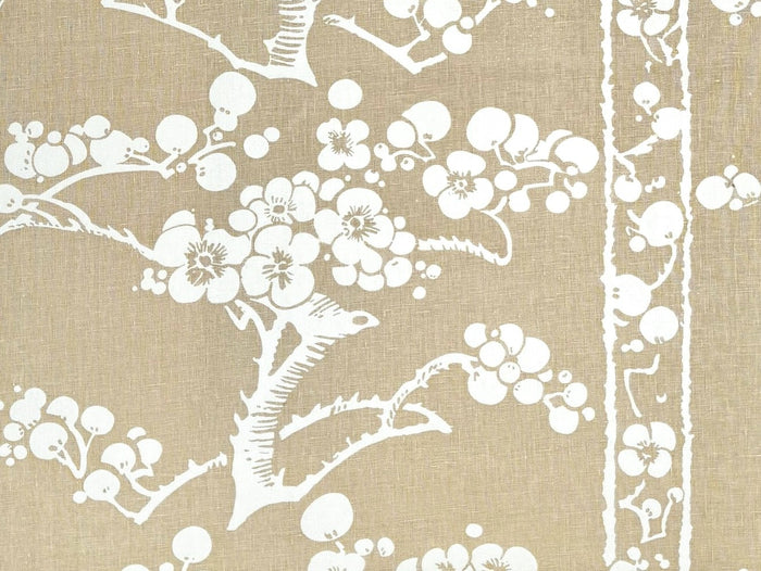 China Seas Fabric: Hawthorne - Custom New Beige on Tan 100% Linen