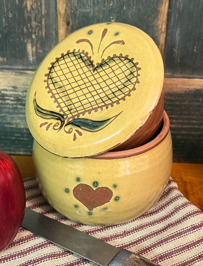 EJS-165 Pottery Butter Crock - Heart
