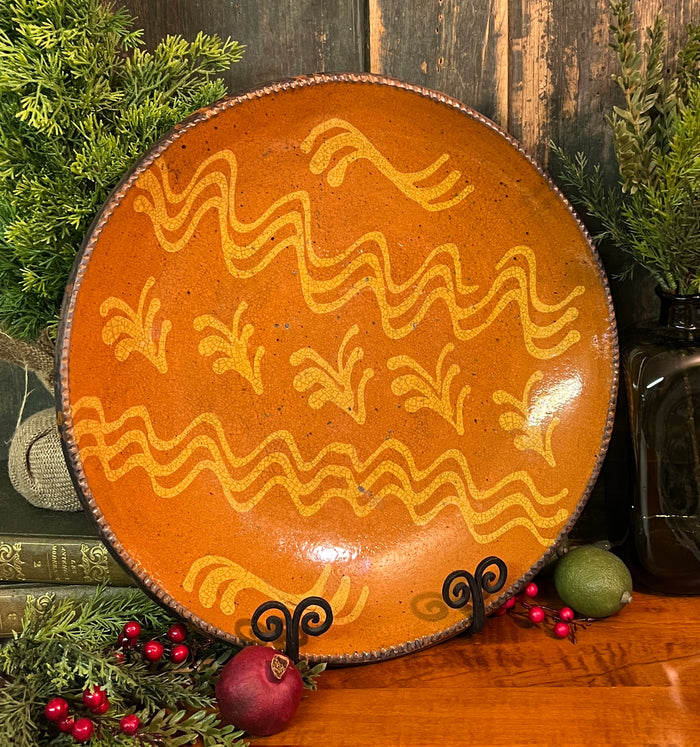 GMS-1719 Shooner Redware 11" Simple Slip Plate