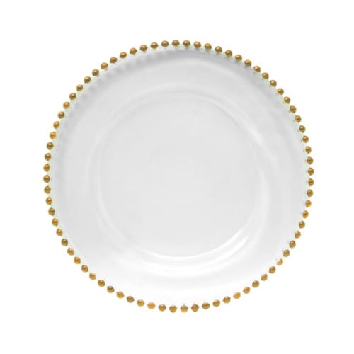 Gold Beaded Glass Charger Plate