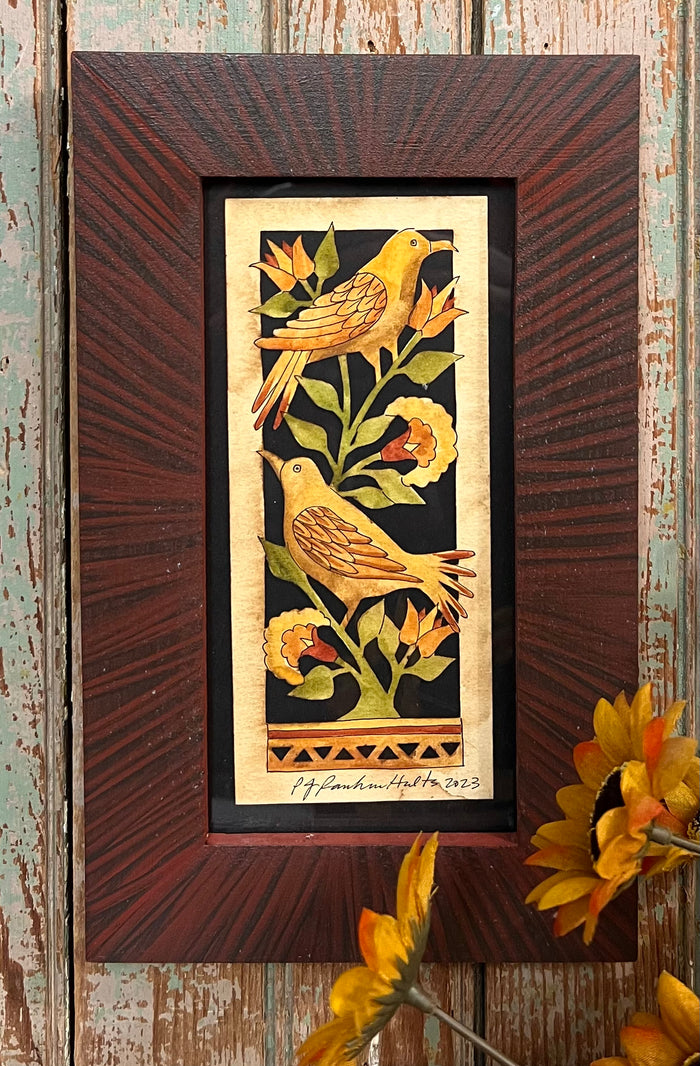 PJH-210 Two Birds Framed Paper Cutting