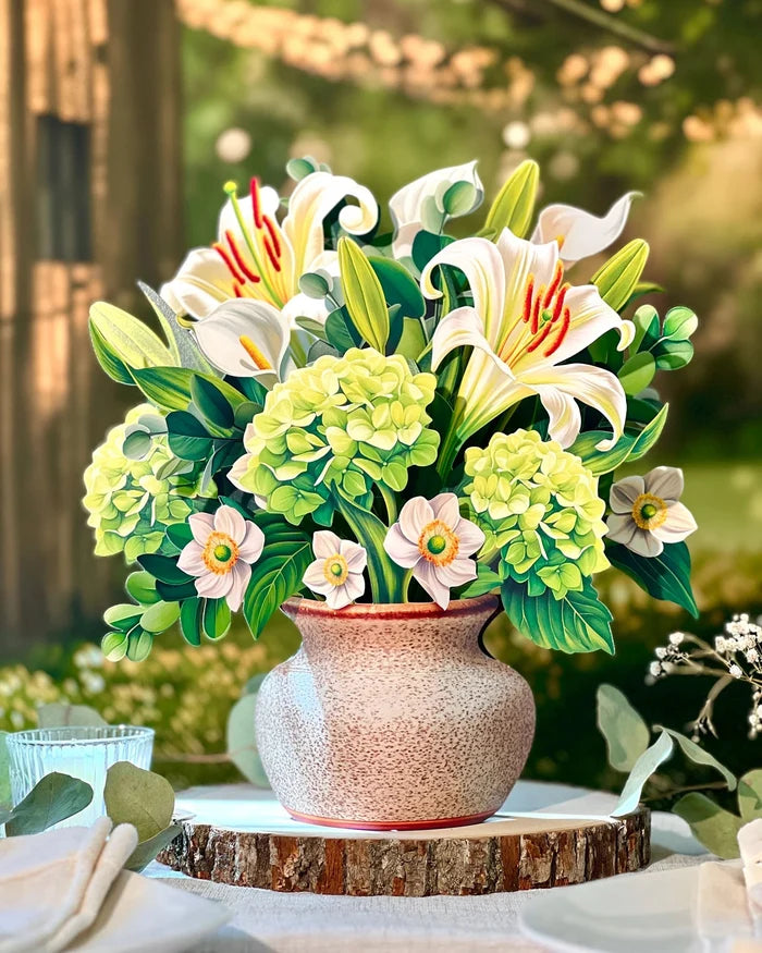 Ivory & Sage Pop-Up Flower Bouquet Card