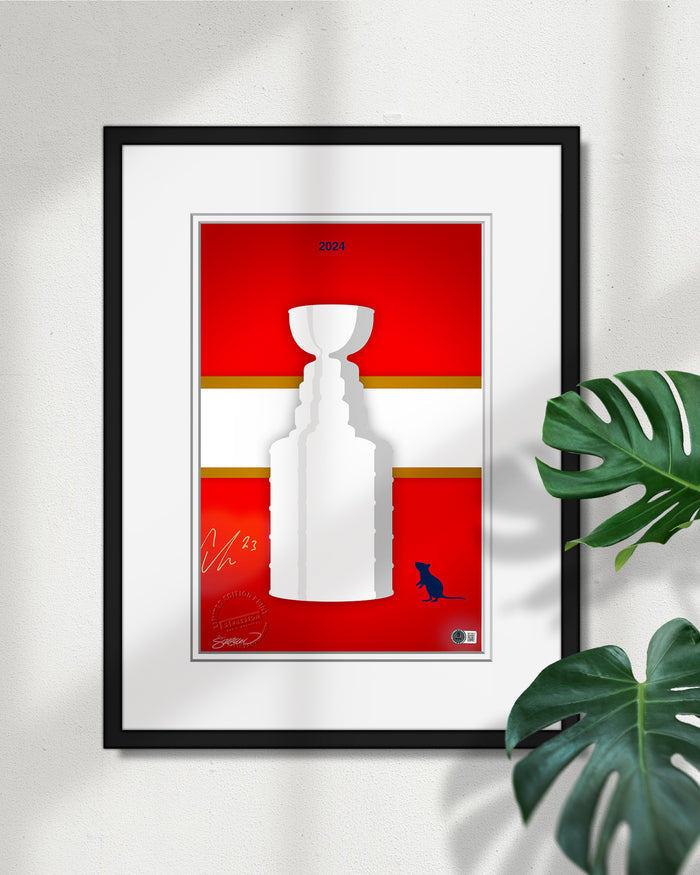 Minimalist 2024 Stanley Cup Florida Panthers Print - Carter Verhaeghe Autographed - Authenticated