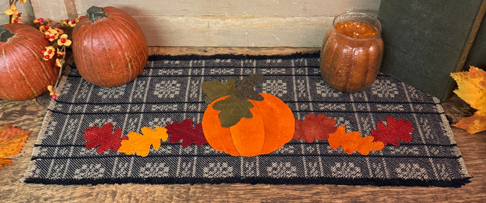 NG-238 Wool Pumpkin Runner on Family Heirloom Background