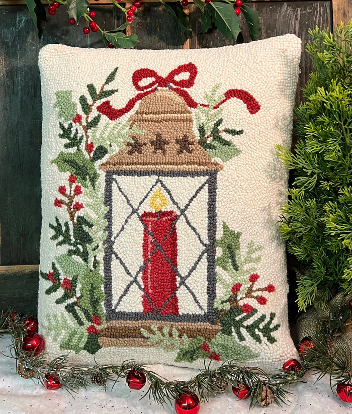 PH-167 Christmas Lantern Wool Hooked Pillow