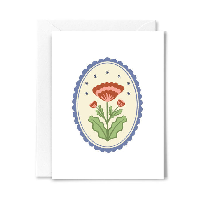 Pink Flowers + Stars Card