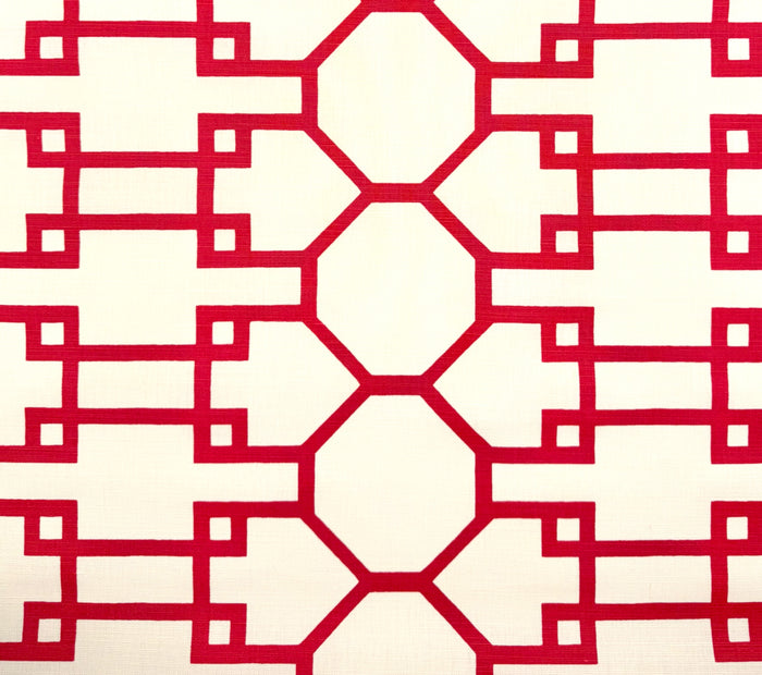 Quadrille Fabric: Brighton - Red on Tinted Belgian Linen / Cotton