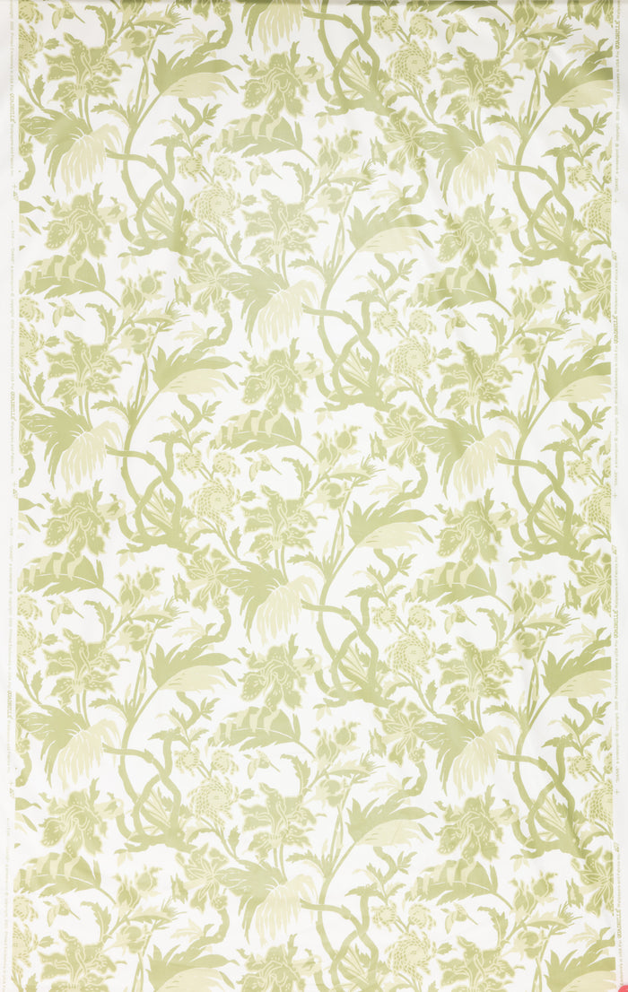 Quadrille Fabric: Dianne - Custom Avocado Green on White 100% Cotton