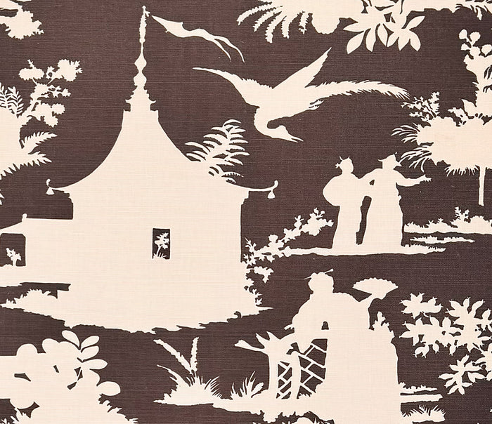 Quadrille Fabric: Paradise Background - Custom Brown on Tinted Belgian Linen / Cotton