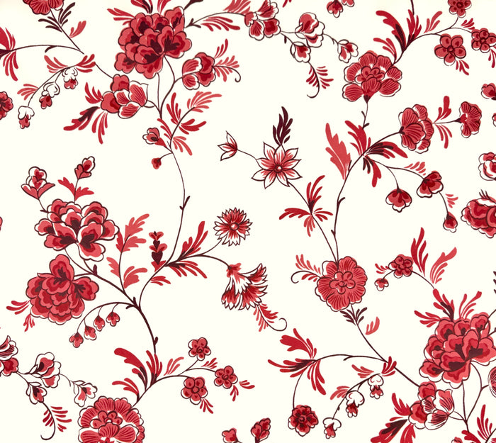 Quadrille Fabric: Sheridan Floral - Custom Multi Reds on Light Tinted Cotton