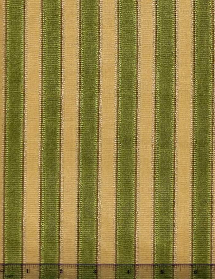 Quadrille Woven Fabric: Wallis Stripe - Vert / Creme