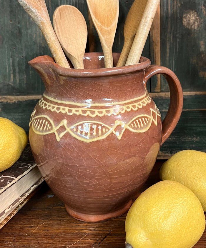 SE-125 Redware Med Pitcher with Slip Design