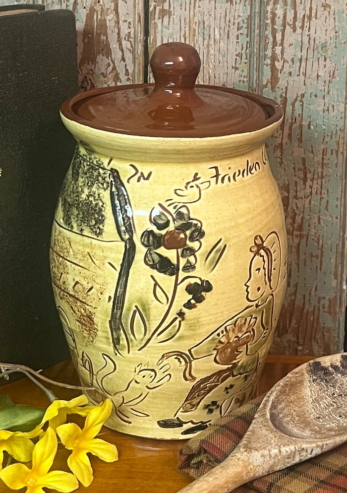 SJP-STC-A Sgraffito Pottery Tea Canister