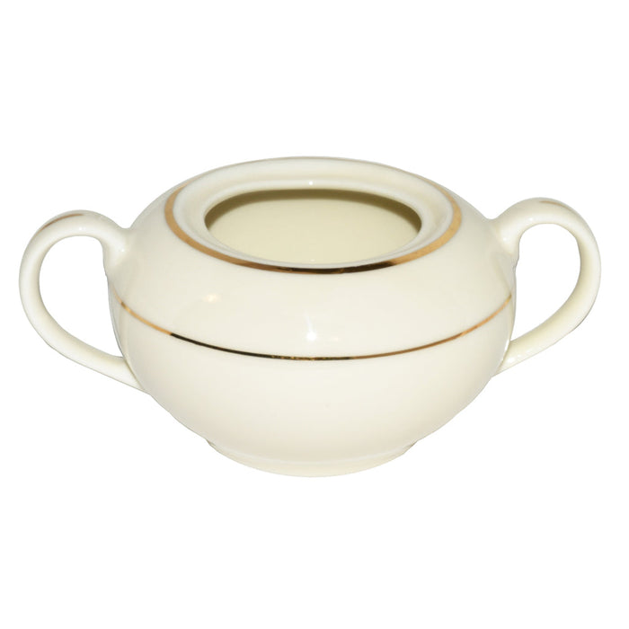 Sugar Bowl - 8 oz Ivory w/ Double Gold Band