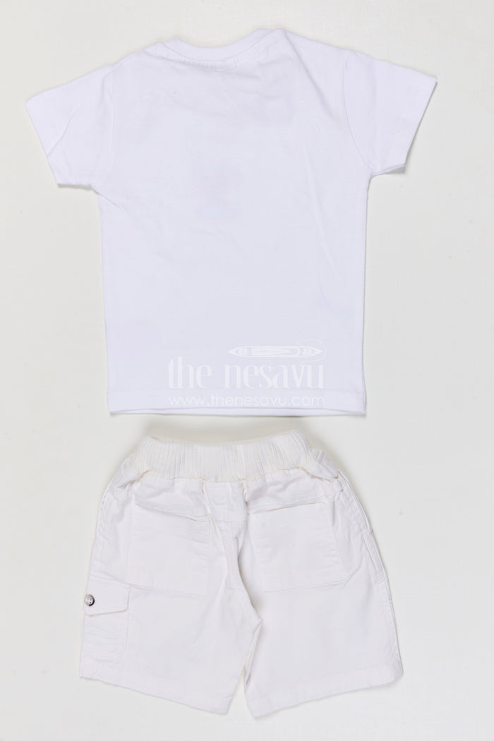 The Nesavu Boys Casual Set Toddler Boy Casual Outfit Set for Everyday Play and Outings Nesavu Nesavu toddler boy cotton casual outfit set for everyday playtime and summer outings with digital print