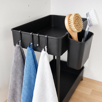 2 Pack 2-Tier Sliding Cabinet Organizer with Hanging Cups, for Kitchen & Bathroom