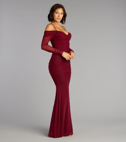 Lindsey Pearl Cold Shoulder Mermaid Formal Dress