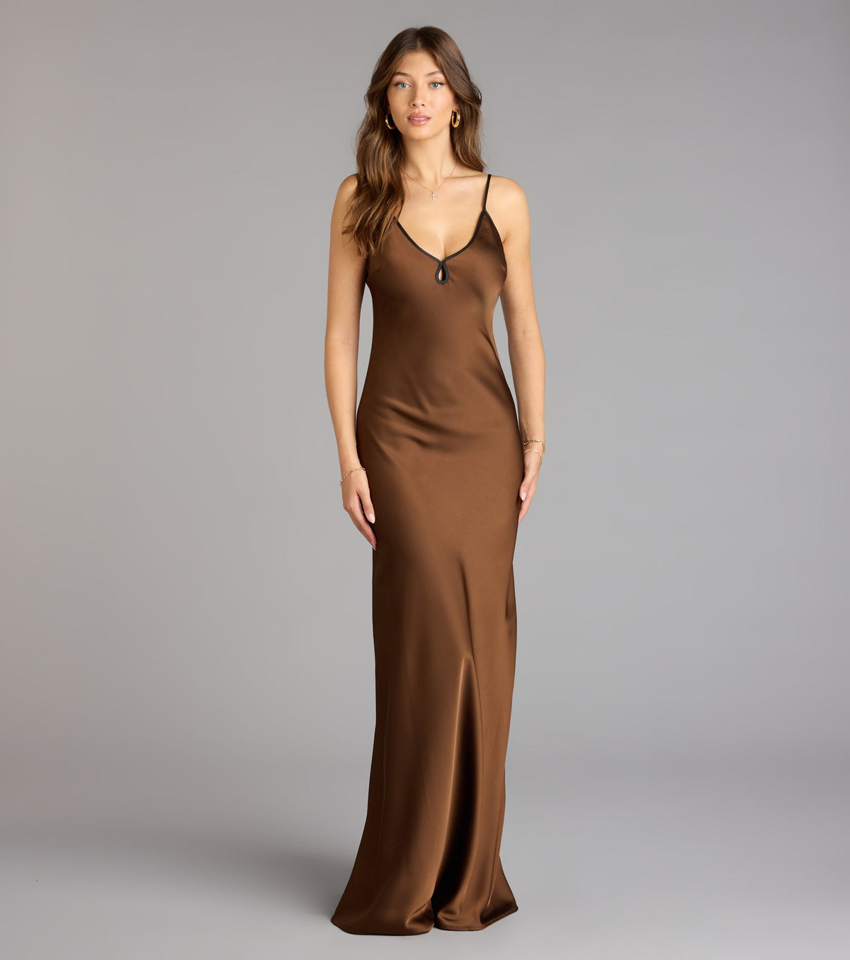 Blaire Satin Keyhole Slip Formal Dress