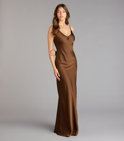 Blaire Satin Keyhole Slip Formal Dress