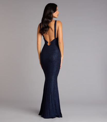 Bailey Glitter Low Back Mermaid Formal Dress