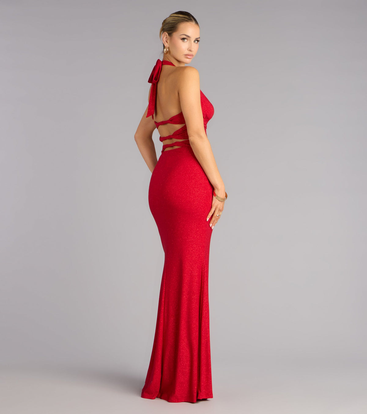 Maribeth Glitter Strappy Back Mermaid Formal Dress