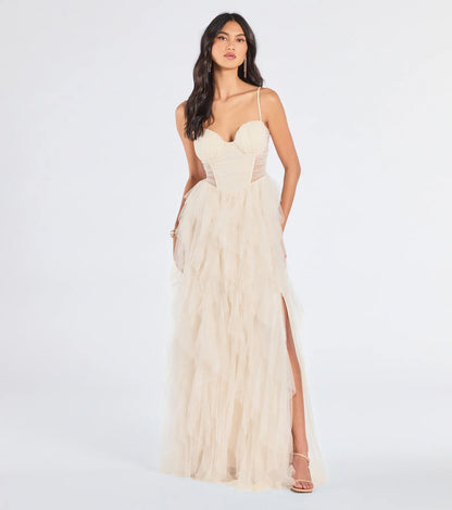 Aletta Long Sleeveless Ruffled A-Line Dress
