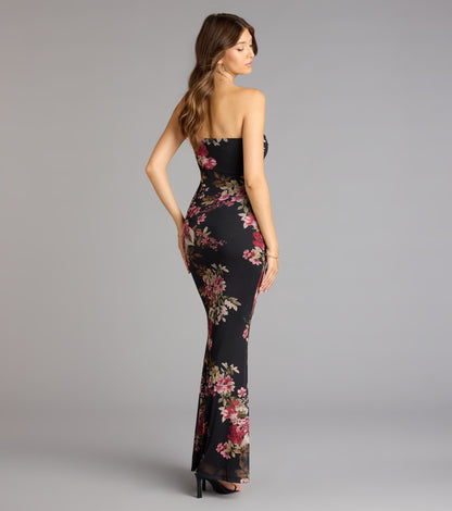 Midnight Romance Floral Mesh Maxi Dress