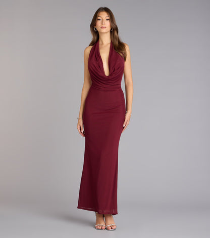 Merlot Nights Halter Maxi Dress