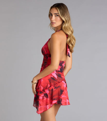 Unforgettably Bold Abstract Mesh Mini Dress