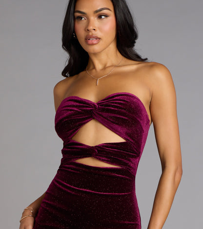 Midnight Spark Glitter Velvet Cutout Mini Dress