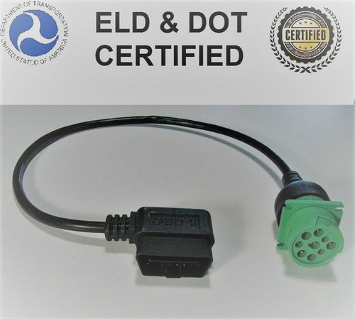 16 Pin OBD2 to 8/9 Pin Black or Green ELD Diagnostics Cable Adapter