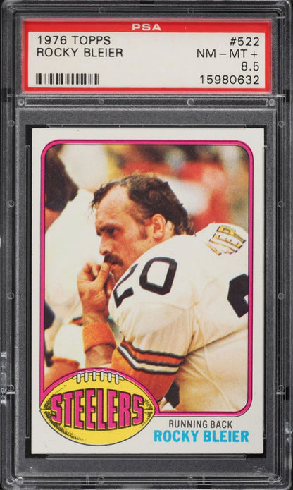 1976 Topps FB Card #522 Rocky Bleier Pittsburgh Steelers HOF PSA 8.5 NM-MT+ (MGD2)