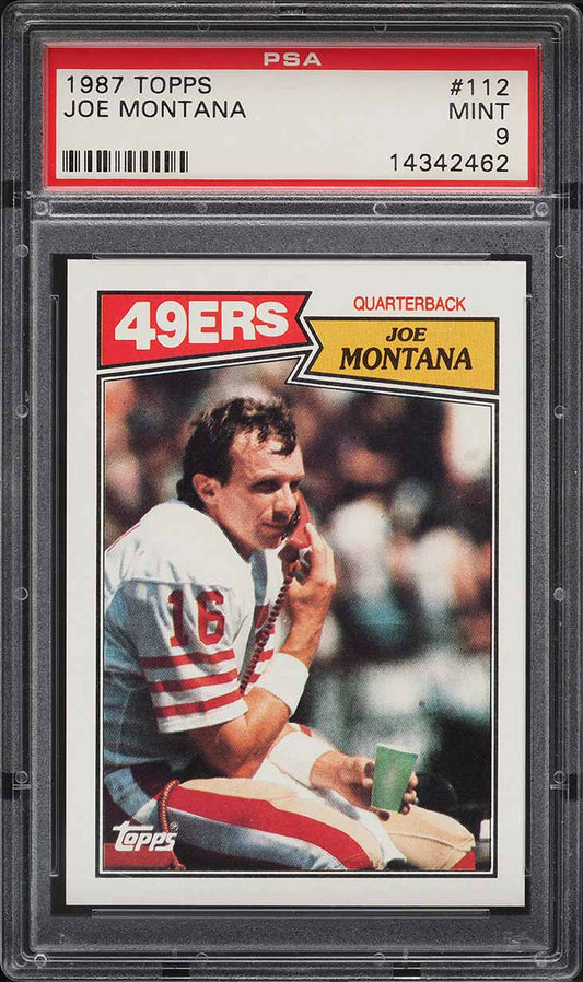 1987 Topps FB Card #112 Joe Montana San Francisco 49ers HOF PSA 9 MINT (MGD2)