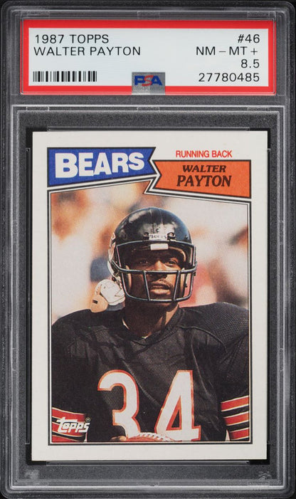 1987 Topps FB Card # 46 Walter Payton Chicago Bears HOF PSA 8.5 NM-MT+ (MGD2)