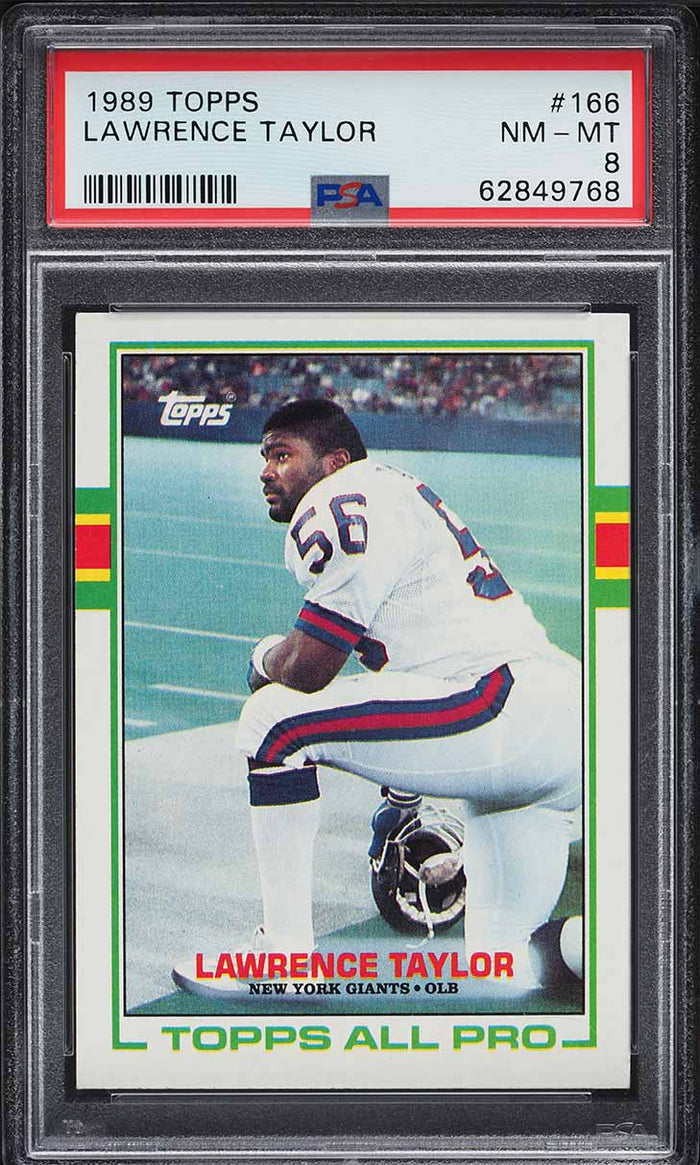 1989 Topps FB Card #166 Lawrence Taylor New York Giants HOF PSA 8 NM-MT (MGD2)