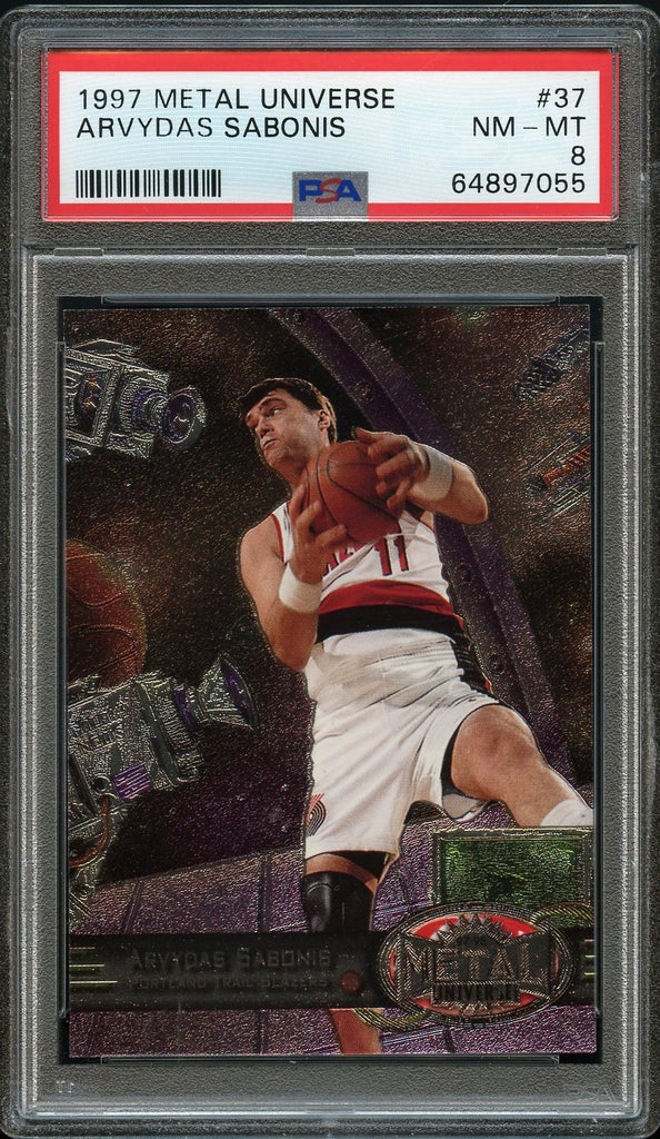 1997 Metal Universe BkB Card # 37 Arvydas Sabonis HOF PSA NM-MT 8 (MGD2)